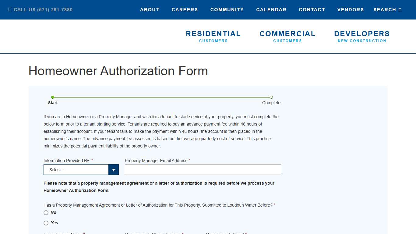 Homeowner Authorization Form loudounwater.org