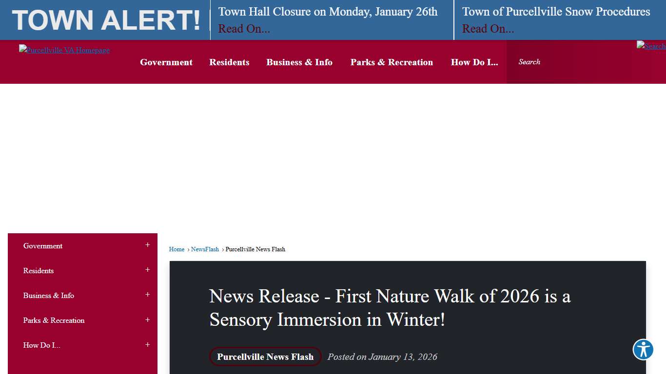 News Release - First Nature Walk of 2026 is a Sensory Immersion in Winter! • Purcellville